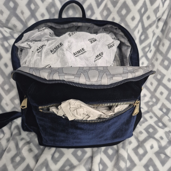 Aimee Kestenberg Deep Blue Velvet Backpack - Picture 14 of 16